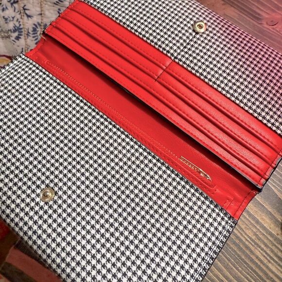 Zara RARE Houndstooth w Red Interior Women’s Wallet - Picture 3 of 16